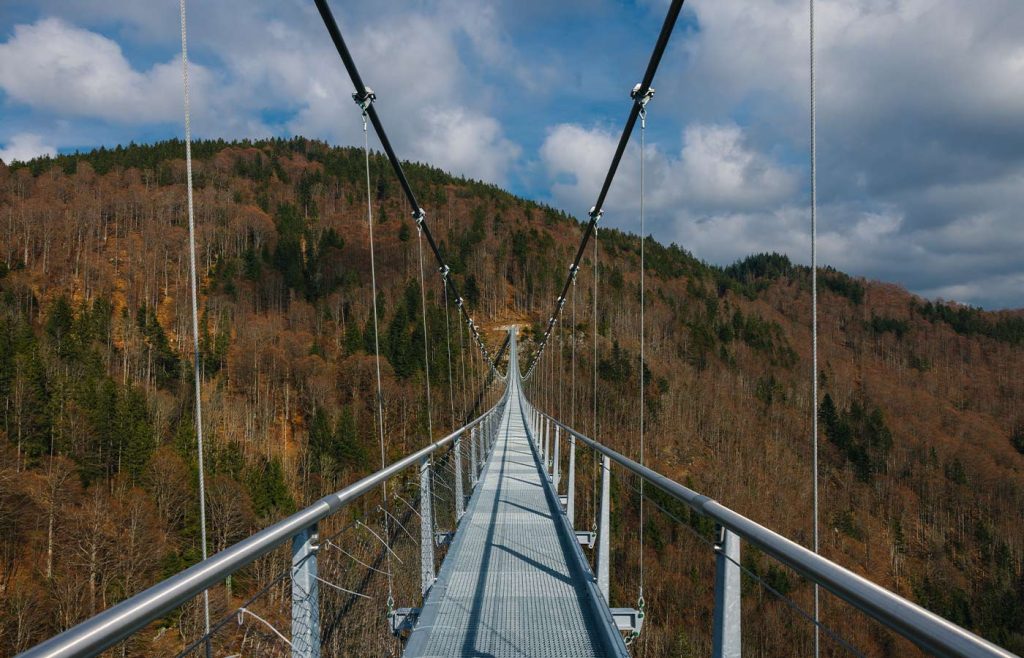 Aufnahme der BLACKFORESTLINE mit Blick über die Hängebrücke